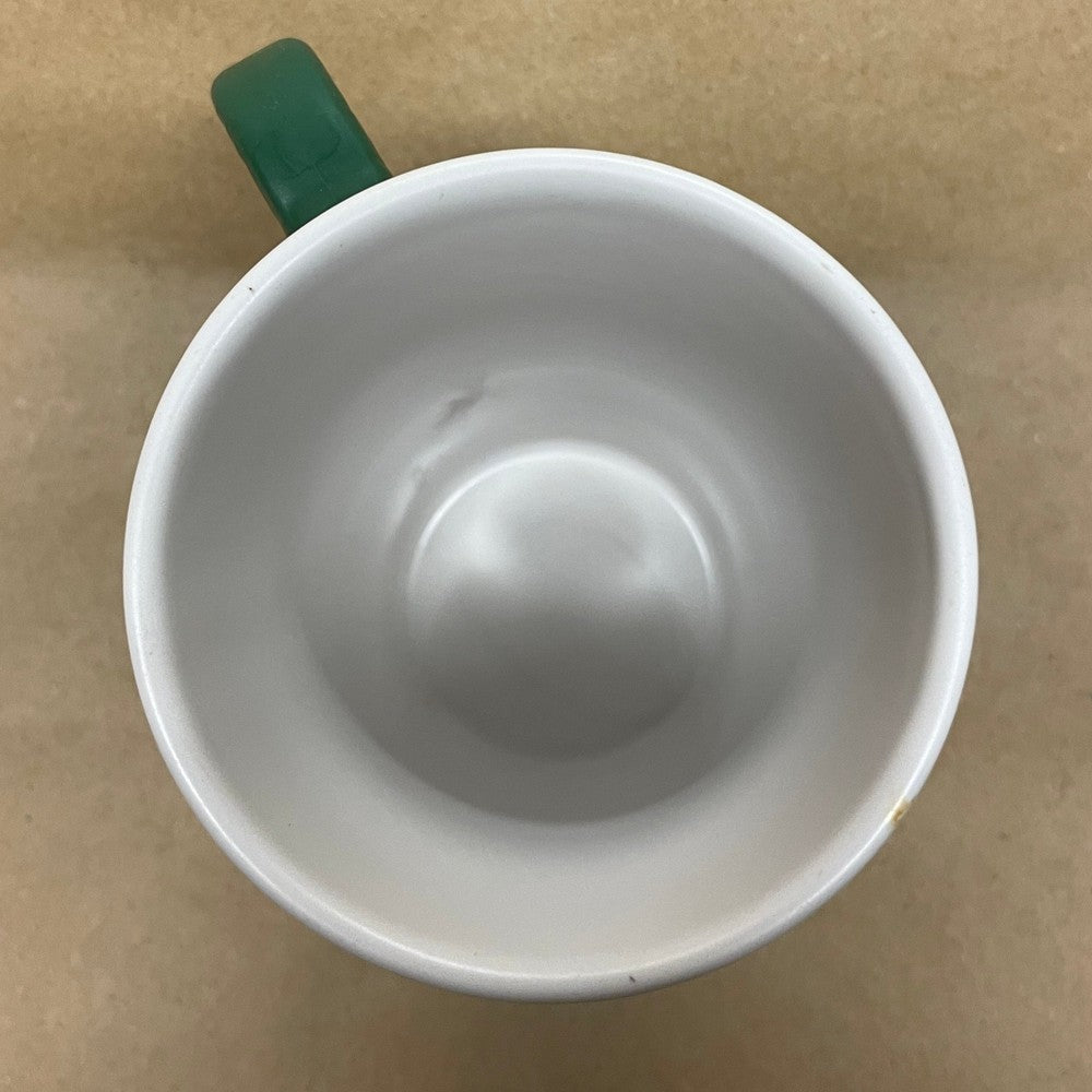 Starbucks White with Green Rubber Embossed Handle Mug-2008